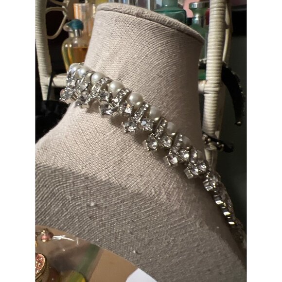 David’s Bridal Pearl and Rhinestone Pave Necklace -- WHITE - Picture 11 of 14